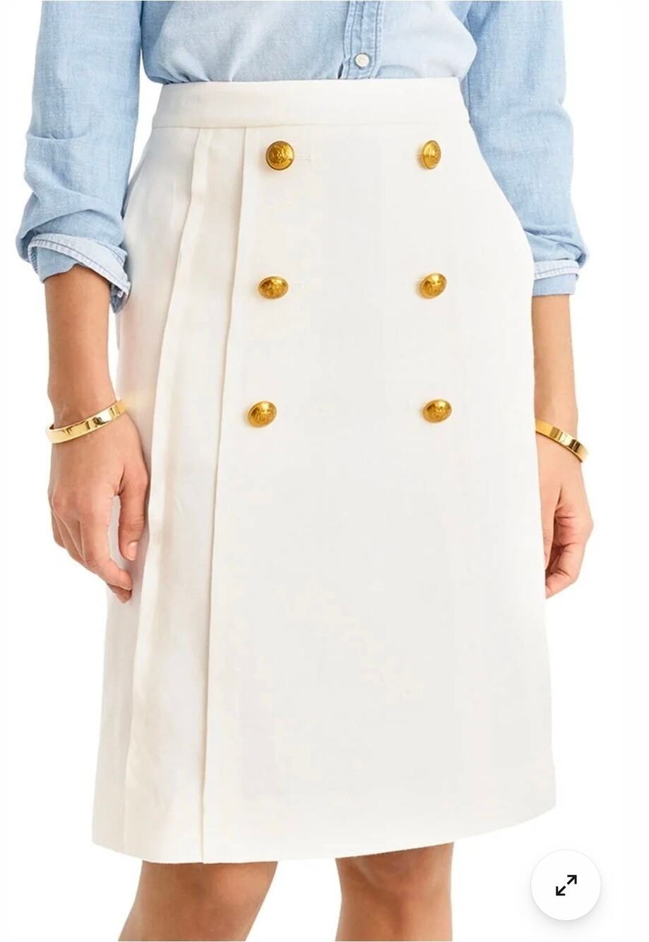 J.CREW Pleat Front Stretch Linen Blend Sailor Skirt cream sz 14 Tall WSK14